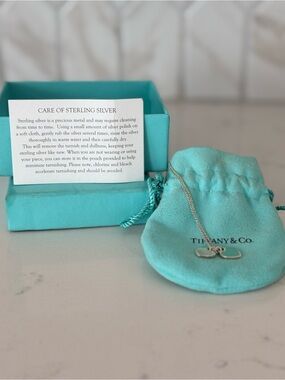 Tiffany & Co. Sterling Silver Double Heart Necklace in Tiffany Blue